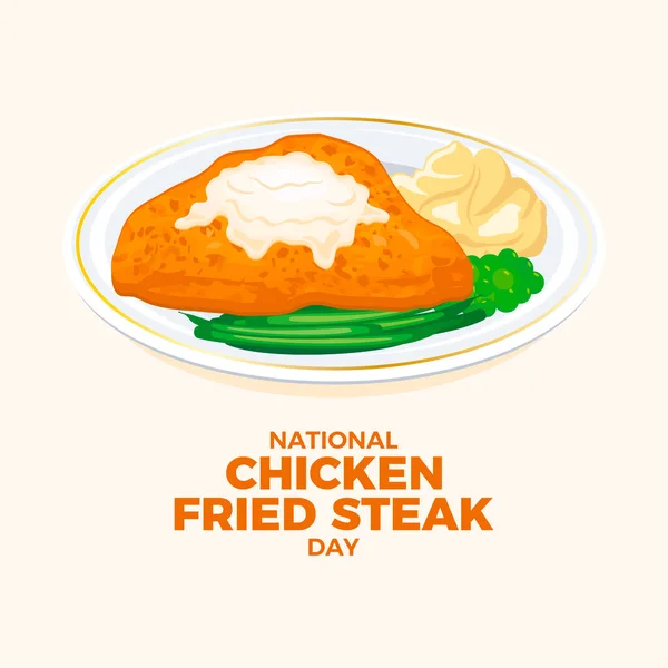 Εθνική Κοτόπουλο Fried Steak Ημέρα Διανυσματική Απεικόνιση Τηγανητή Μπριζόλα Πουρέ — Διανυσματικό Αρχείο