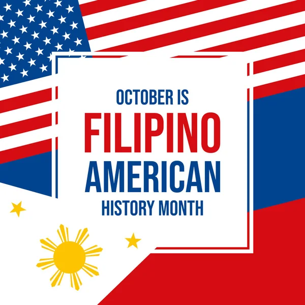 October Filipino American History Month Vector Illustration Philippines American Flag — Stock Vector
