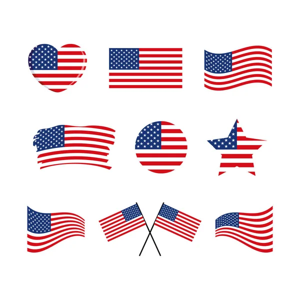 Bandera Del Icono Estados Unidos Establece Vector Aislado Sobre Fondo — Archivo Imágenes Vectoriales