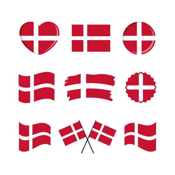 Bandera Dinamarca Icono Conjunto Vector Aislado Sobre Fondo Blanco Bandera — Archivo Imágenes Vectoriales