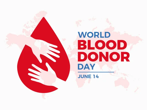 World Blood Donor Day Poster Vector Illustration Inglés Una Gota — Vector de stock