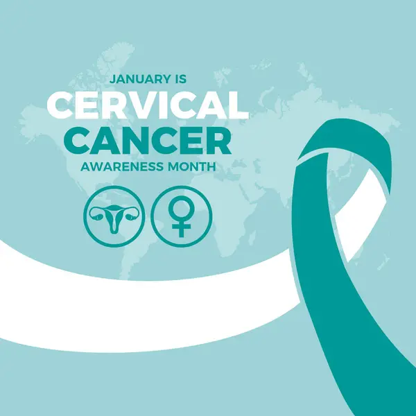 Січень Плакат Cervic Cancerareness Month Векторні Ілюстрації Вектор Набору Значків — стоковий вектор