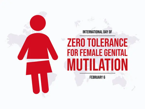 International Day Zero Tolerance Female Genital Mutilation 포스터 일러스트레이션 실루엣 — 스톡 벡터