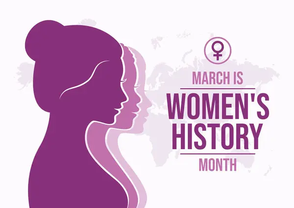 March Women History Month Poster Vector Illustration Inglés Cara Mujer — Archivo Imágenes Vectoriales