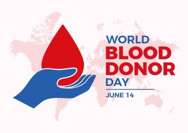 Dünya Kan Bağışı Günü poster çizimi. Kan ikonu vektörünü elle vermek. Kan bağışı sembolü. Pankart, poster, arkaplan ya da baskı için tasarım. Her yıl 14 Haziran 'da. Önemli bir gün.