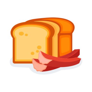 Beyaz arkaplanda raventli ekmek ikonu vektörü izole edildi. Ravent vektör illüstrasyonlu lezzetli ekmek. Rhubarb Ekmek Ekmeği grafik tasarım elementi