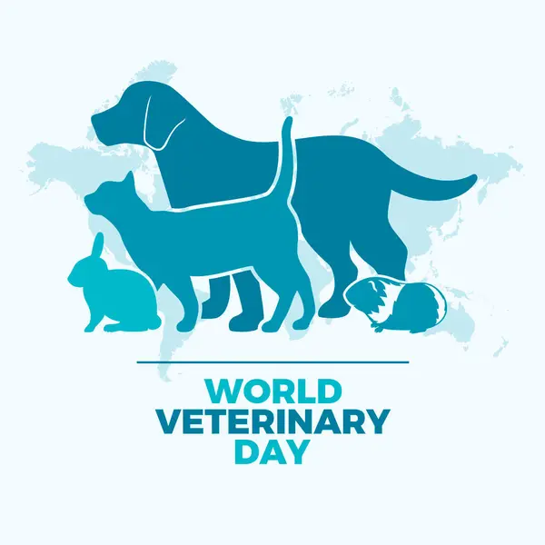 Ilustración Del Vector Del Cartel Del Día Mundial Veterinario Perro — Vector de stock