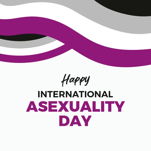 Happy International Asexuality Day 포스터 일러스트레이션 웨이브 자부심 플래그 아이콘 — 스톡 벡터