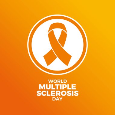 Dünya Çoklu Skleroz Günü poster çizimi. Bir çemberde turuncu farkındalık kurdele ikonu. Arkaplan, afiş, kart şablonu. Her yıl 30 Mayıs. Önemli bir gün.