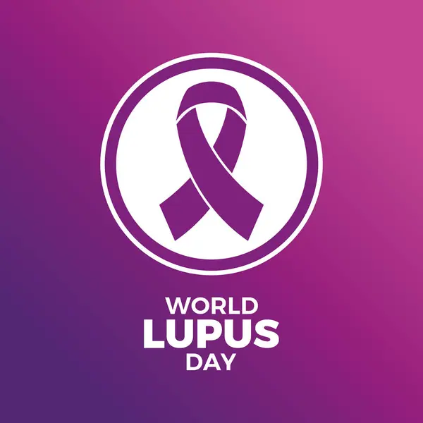 World Lupus Day Poster Vector Illustration Purple Awareness Ribbon Icon — Stock Vector