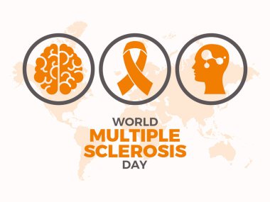 Dünya Çoklu Sklerozu (MS) Day poster çizimi. Turuncu farkındalık kurdele ikonu vektörü. Arkaplan, afiş, kart şablonu. 30 Mayıs. Önemli bir gün.