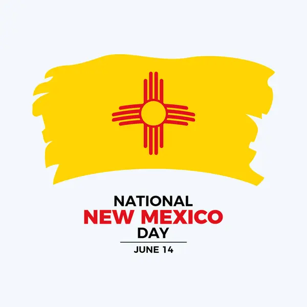 stock vector National New Mexico Day poster vector illustration. Grunge Flag of New Mexico icon vector. Paintbrush New Mexico flag symbol. Template for background, banner, card. June 14 every year. Important day