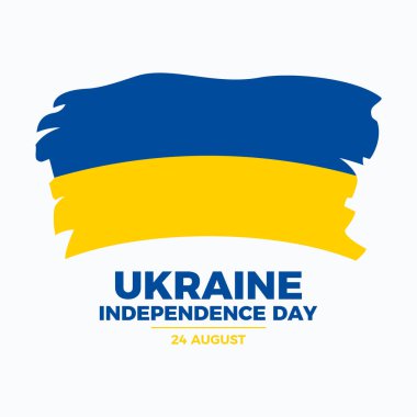 Ukrayna 'nın Bağımsızlık Günü poster illüstrasyonu. Grunge Ukrayna bayrak ikonu. Boya fırçası Ukrayna bayrağı sembolü. Arkaplan, afiş, kart şablonu. Her yıl 24 Ağustos 'ta. Önemli bir gün.