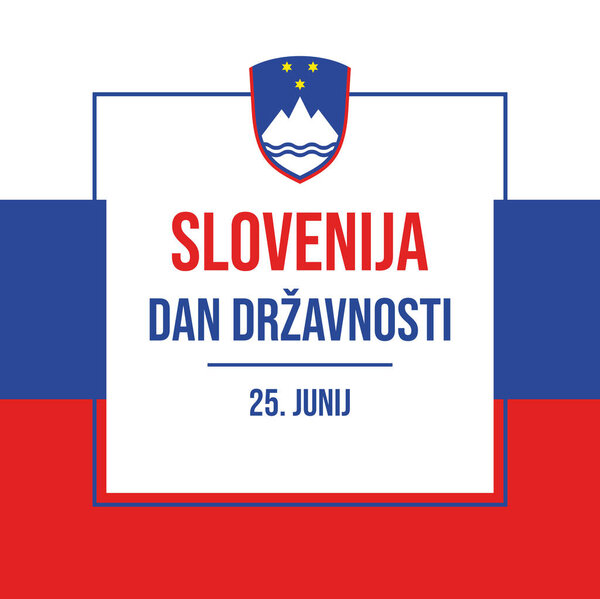 Slovenia Statehood Day poster vector illustration. Slovenija Dan Drzavnosti. Slovenia flag square frame vector. Template for background, banner, card. Slovenian flag symbol. June 25 each year. Important day