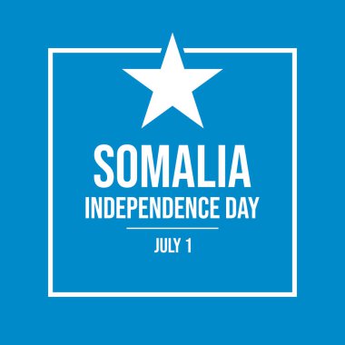 Somali Bağımsızlık Günü poster çizimi. Somali bayrak kare çerçeve vektörü. Arkaplan, afiş, kart şablonu. Somali bayrağı sembolü. Her yıl 1 Temmuz 'da. Önemli bir gün.