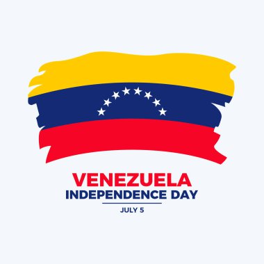 Venezuela Bağımsızlık Günü poster çizimi. Venezuela grunge bayrağı simgesi gri bir arkaplanda izole edildi. Venezuela boya fırçası bayrağı sembolü. Arkaplan, afiş, kart şablonu. 5 Temmuz. Önemli bir gün.