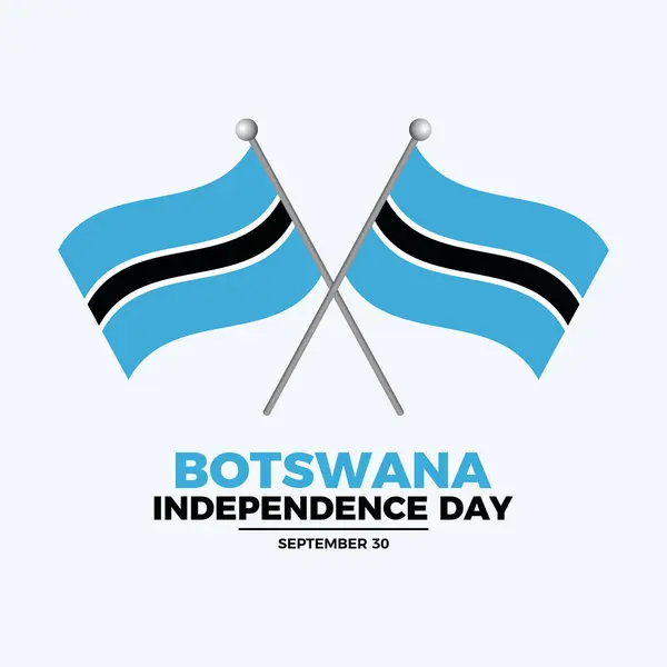 stock vector Botswana Independence Day poster vector illustration. Two crossed Botswanan flags on a pole icon on a gray background. Botswana flag symbol. Template for background, banner, card. September 30 of every year. Important day
