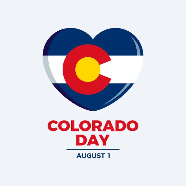 stock vector Colorado Day poster vector illustration. Colorado State Flag in heart shape icon isolated on a gray background. Colorado flag love symbol. Template for background, banner, card. August 1 each year. Important day