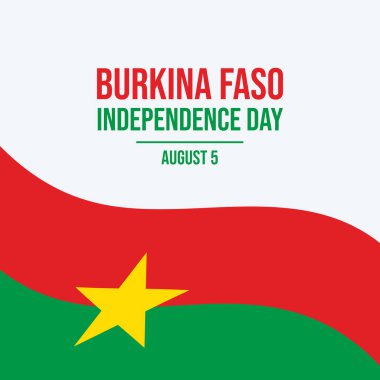 Burkina Faso Bağımsızlık Günü poster illüstrasyonu. Burkina Faso bayrak çerçeve vektörü sallıyor. Burkina Faso soyut bayrak sembolü. Arkaplan, afiş, kart şablonu. Her yıl 5 Ağustos