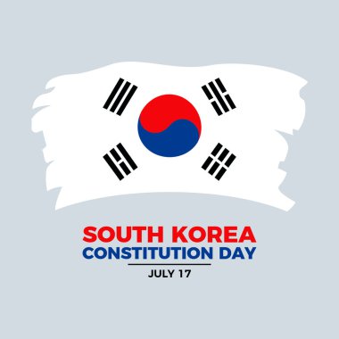Güney Kore Anayasa Günü poster çizimi. Güney Kore grunge bayrağı ikonu. Güney Kore boya fırçası bayrağı sembolü. Arkaplan, afiş, kart şablonu. 17 Temmuz. Önemli bir gün.