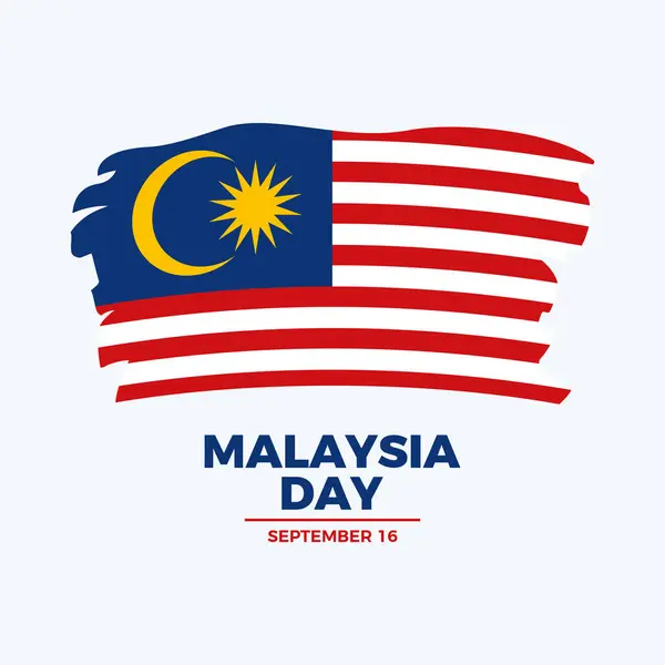 stock vector Malaysia Day poster vector illustration. Malaysia grunge flag icon. Malaysian paintbrush flag symbol. Template for background, banner, card. 16 September every year. Important day