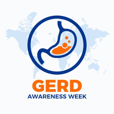 GERD Awareness Week poster vector illustration. Acid stomach icon vector. Heartburn design element. Gastroesophageal reflux disease symbol. Template for background, banner, card. November each year. Important day clipart