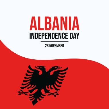 Arnavutluk Bağımsızlık Günü poster illüstrasyonu. Arnavut soyut bayrak sallama sembolü. Arnavutluk bayrak çerçeve vektörü Arkaplan, afiş, kart şablonu. 28 Kasım. Önemli bir gün.