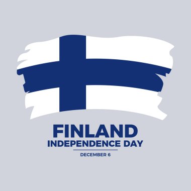 Finlandiya 'nın Bağımsızlık Günü poster çizimi. Finlandiya ikon vektörünün Grunge bayrağı. Boya fırçası Fin bayrak sembolü. Arkaplan, afiş, kart şablonu. 6 Aralık. Önemli bir gün.