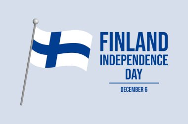 Finlandiya 'nın Bağımsızlık Günü poster çizimi. Finlandiya bir kutup ikonu vektörüne işaret ediyor. Fin bayrak sallama sembolü. Arkaplan, afiş, kart şablonu. 6 Aralık. Önemli bir gün.