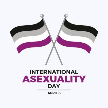 International Asexuality Day poster vector illustration. Two crossed Asexual flags on a pole icon vector. LGBT asexual waving pride flag graphic design element. April 6. Important day clipart