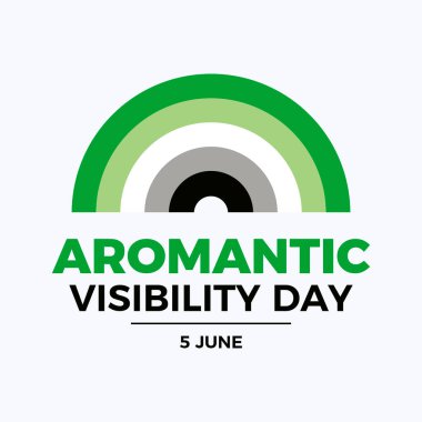 Aromantic Visibility Day poster vector illustration. Aromantic pride flag rainbow shape icon vector. LGBT aromantic graphic design element. Template for background, banner, card. 5 June. Important day clipart