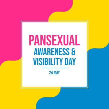 Panseksüel Farkındalık ve Görünürlük Günü poster çizimi. Panseksüel gurur bayrağı kare kare vektörü. LGBT panseksüel dalgalı grafik tasarım elemanı. Arkaplan, afiş, kart şablonu. 24 Mayıs