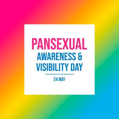 Panseksüel Farkındalık ve Görünürlük Günü poster çizimi. Panseksüel gurur bayrağı renk değişimi vektörü. LGBT panseksüel çerçeve grafik tasarım elemanı. Arkaplan, afiş, kart şablonu. 24 Mayıs