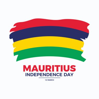 Mauritius Bağımsızlık Günü poster çizimi. Grunge Mauritius bayrak ikon vektörü. Resim fırçası Mauritius bayrak sembolü. Arkaplan, afiş, kart şablonu. 12 Mart. Önemli bir gün.