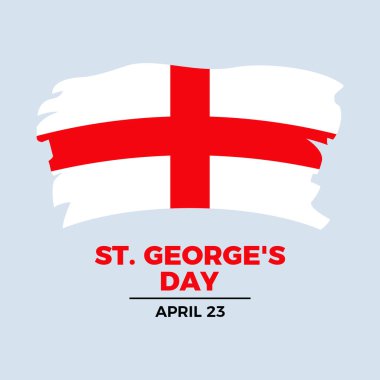 Aziz George Günü poster çizimi. Grunge St. George 'un bayrak ikonu vektörü. St. George 'un bayrak sembolü. Beyaz bir tarlada kırmızı bir haç. 23 Nisan. Önemli bir gün.