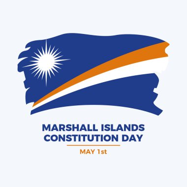 Marshall Adaları Anayasa Günü poster çizimi. Marshall Adaları ikonunun Grunge bayrağı. Marshall Adaları 'nın bayrak sembolü. Arkaplan, afiş, kart şablonu. 1 Mayıs. Önemli bir gün.