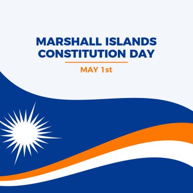 Marshall Adaları Anayasa Günü poster çizimi. Marshall Adaları soyut bayrak çerçeve vektörü sallıyor. Marshall Adaları dalgalı sınır. Arkaplan, afiş, kart şablonu. 1 Mayıs. Önemli bir gün.