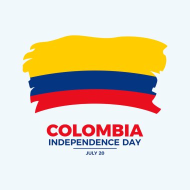 Kolombiya Bağımsızlık Günü poster çizimi. Kolombiya ikon vektörünün Grunge bayrağı. Boya fırçası Kolombiya Bayrağı sembolü. Arkaplan, afiş, kart şablonu. Her yıl 20 Temmuz 'da. Önemli bir gün.