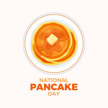 Ulusal Krep Günü poster illüstrasyonu. Tereyağlı krep ve şuruplu gözleme. Arkaplan, afiş, kart şablonu. 26 Eylül. Önemli bir gün.