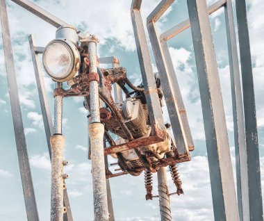 Spider like motorcycle sculpture