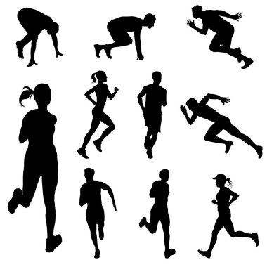 Koşan insanların vektör silueti