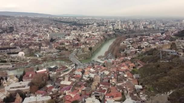 Tbilisi Geórgia Dezembro 2021 Vista Aérea Parque Central Cidade Ponte — Vídeo de Stock