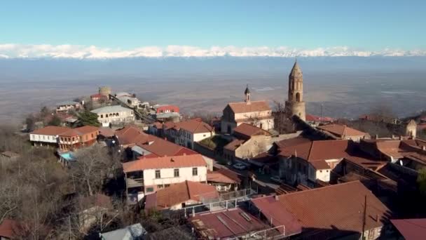 Signagi Gürcistan Kakheti Bölgesinin Doğusunda Yer Alan Bir Gürcistan Kentidir — Stok video