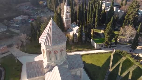 Vue Aérienne Panoramique Complexe Monastique Couvent Bodbe Sur Colline Parmi — Video