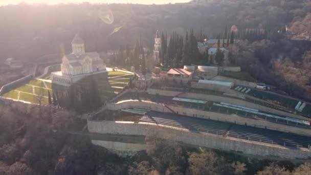 Vue Aérienne Panoramique Complexe Monastique Couvent Bodbe Sur Colline Parmi — Video