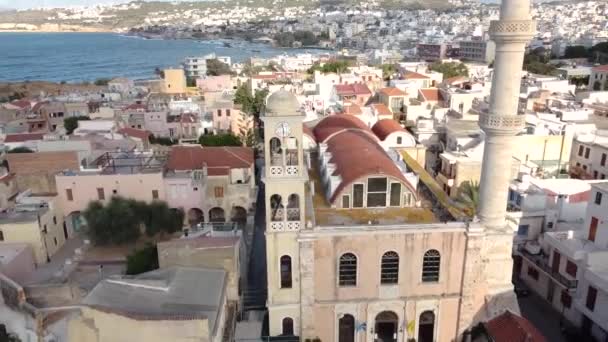 エアリアルビュー チャニア アギオスニコロス教会 クレタ島 ギリシャ — ストック動画