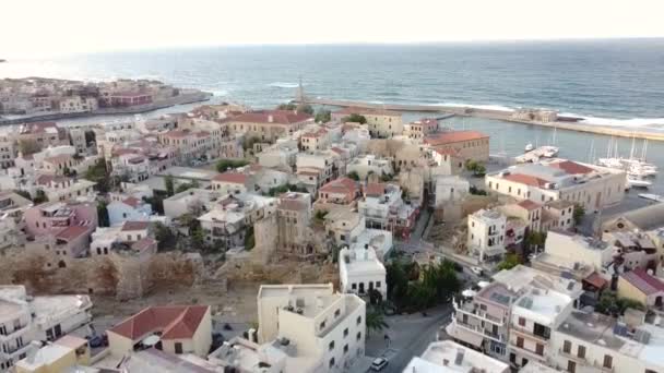 Telhados Baixa Cidade Chania Ilha Creta Grécia Vista Aérea — Vídeo de Stock