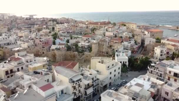 Telhados Baixa Cidade Chania Ilha Creta Grécia Vista Aérea — Vídeo de Stock