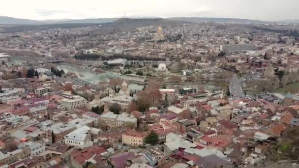 Tbilisi Geórgia Dezembro 2021 Estátua Mãe Geórgia Vista Panorâmica Cidade — Vídeo de Stock