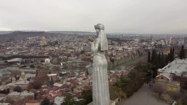 Tiflis Georgia Diciembre 2021 Estatua Madre Georgia Vista Panorámica Ciudad — Vídeo de stock